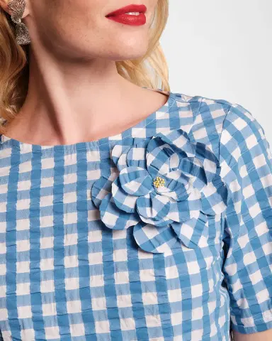 Frances Valentine Michelle Flower-Embellished Gingham Midi Dress | Thumbnail 3 Frances Valentine Michelle Flower-Embellished Gingham Midi Dress | Thumbnail 3