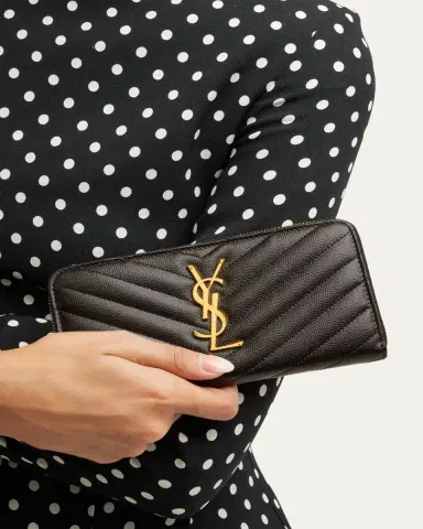 Saint Laurent YSL Monogram Large Zip Wallet in Grained Leather | Thumbnail 2 Saint Laurent YSL Monogram Large Zip Wallet in Grained Leather | Thumbnail 2