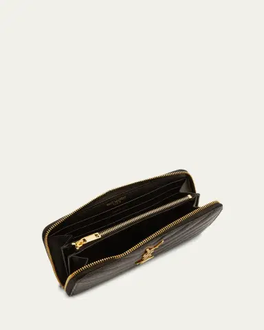 Saint Laurent YSL Monogram Large Zip Wallet in Grained Leather | Thumbnail 4 Saint Laurent YSL Monogram Large Zip Wallet in Grained Leather | Thumbnail 4
