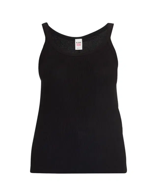 Ribbed Scoop-Neck Fitted Tank