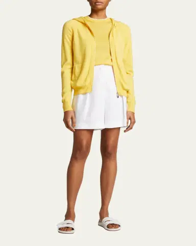 Loro Piana Merano Cashmere Zip-Front Hoodie Sweater | Thumbnail 4