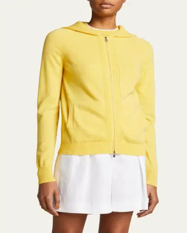 Loro Piana Merano Cashmere Zip-Front Hoodie Sweater | Thumbnail 6