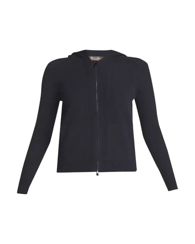 Loro Piana Merano Cashmere Zip-Front Hoodie Sweater