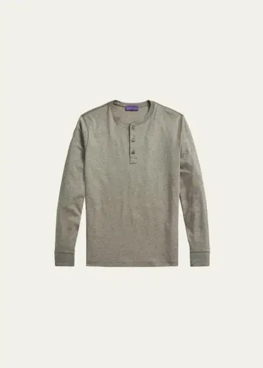 Ralph Lauren Purple Label Men's Long-Sleeve Henley Shirt | Thumbnail 2 Ralph Lauren Purple Label Men's Long-Sleeve Henley Shirt | Thumbnail 2