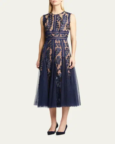 Bronx and Banco Saba Leaf-Appliqué Lace Midi Dress | Thumbnail 2 Bronx and Banco Saba Leaf-Appliqué Lace Midi Dress | Thumbnail 2