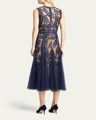 Bronx and Banco Saba Leaf-Appliqué Lace Midi Dress | Thumbnail 3 Bronx and Banco Saba Leaf-Appliqué Lace Midi Dress | Thumbnail 3