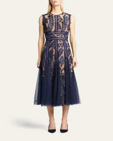 Bronx and Banco Saba Leaf-Appliqué Lace Midi Dress | Thumbnail 4 Bronx and Banco Saba Leaf-Appliqué Lace Midi Dress | Thumbnail 4