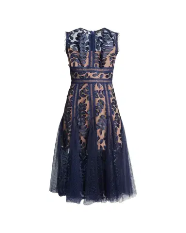 Bronx and Banco Saba Leaf-Appliqué Lace Midi Dress | Thumbnail 1 Bronx and Banco Saba Leaf-Appliqué Lace Midi Dress | Thumbnail 1