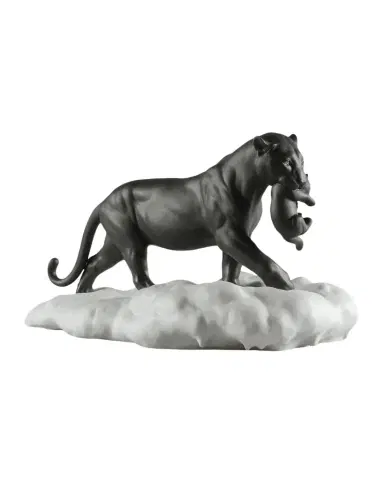 Lladro Black Panther with Cub Figurine | Thumbnail 1