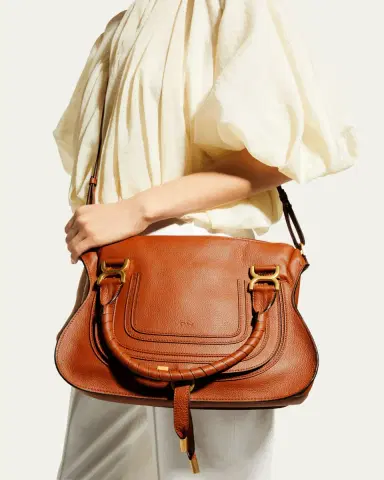 Chloé Marcie Medium Double Carry Satchel Bag in Grained Leather | Thumbnail 4 Chloé Marcie Medium Double Carry Satchel Bag in Grained Leather | Thumbnail 4