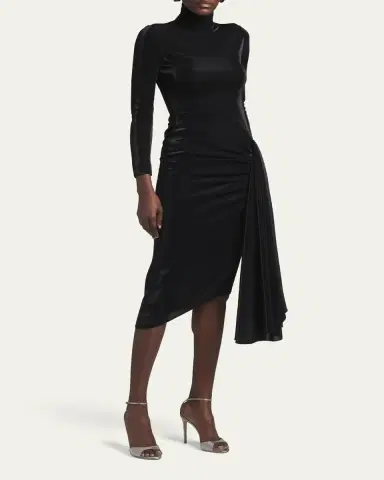 Giorgio Armani Draped Iridescent Jersey Midi Dress | Thumbnail 2