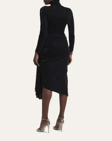 Giorgio Armani Draped Iridescent Jersey Midi Dress | Thumbnail 3