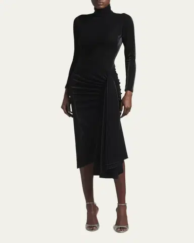 Giorgio Armani Draped Iridescent Jersey Midi Dress | Thumbnail 4