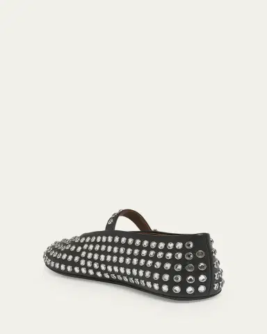 Alaïa Leather Mary Jane Flats With Allover Studs | Thumbnail 4