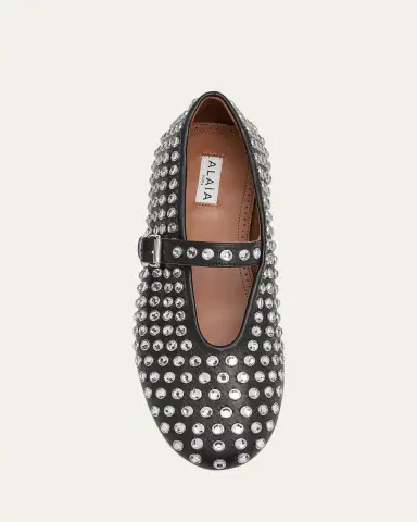 Alaïa Leather Mary Jane Flats With Allover Studs | Thumbnail 5