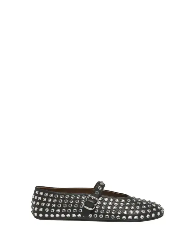 ALAÏA Leather Mary Jane Flats With Allover Studs