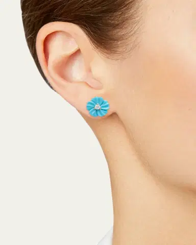 Paul Morelli Diamond and Turquoise Flower Stud Earrings | Thumbnail 2 Paul Morelli Diamond and Turquoise Flower Stud Earrings | Thumbnail 2