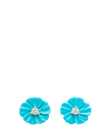 Paul Morelli Diamond and Turquoise Flower Stud Earrings | Thumbnail 1 Paul Morelli Diamond and Turquoise Flower Stud Earrings | Thumbnail 1