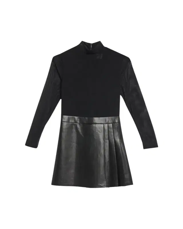 ALICE + OLIVIA Chara Long-Sleeve Vegan Leather Pleated Mini Dress