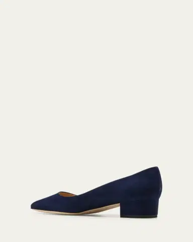Manolo Blahnik Lista Suede Block-Heel Pumps | Thumbnail 4