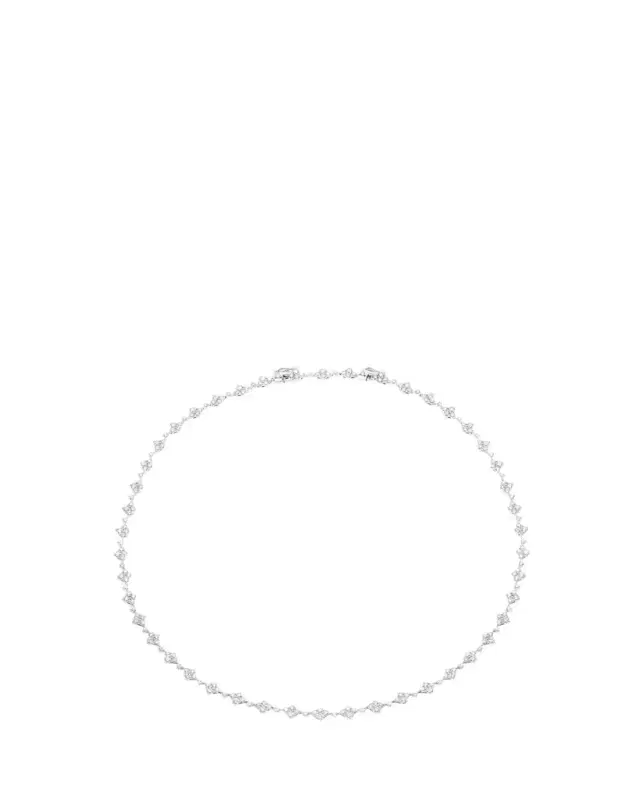 18K White Gold Dujour Diamond Four-Cluster Tennis Choker Necklace