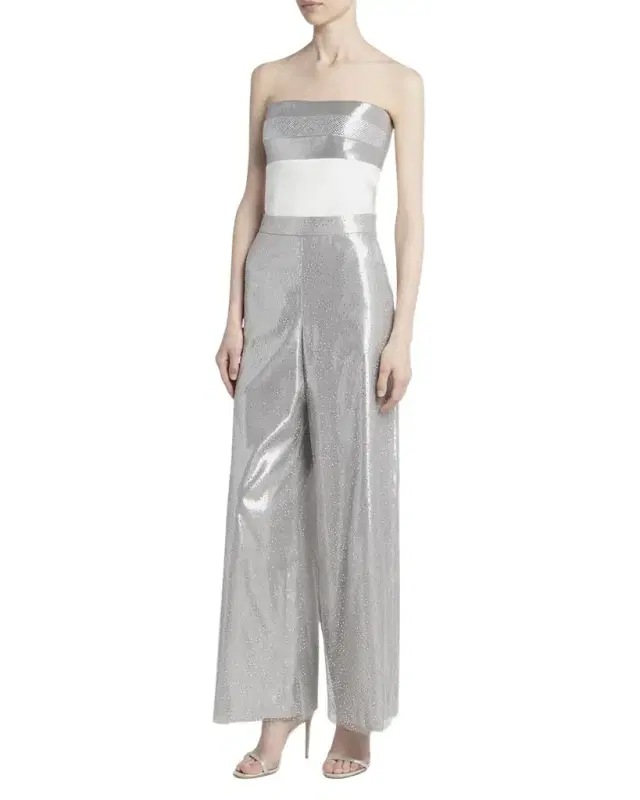 Giorgio Armani Crystal Wide-Leg Silk Trousers