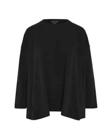 Eskandar Side Panelled Round Neck Long Sleeve T-Shirt (Mid Plus Length) | Thumbnail 1