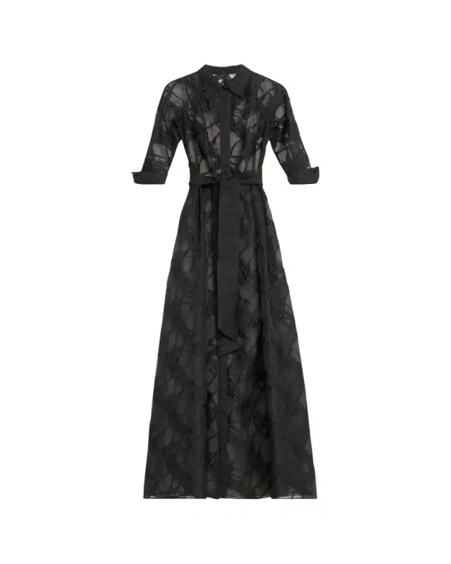 A-Line Organza Jacquard Shirt Gown