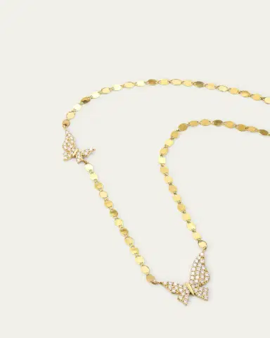 Lana 14K Yellow Gold Flawless Double Butterfly Necklace with Diamonds | Thumbnail 3