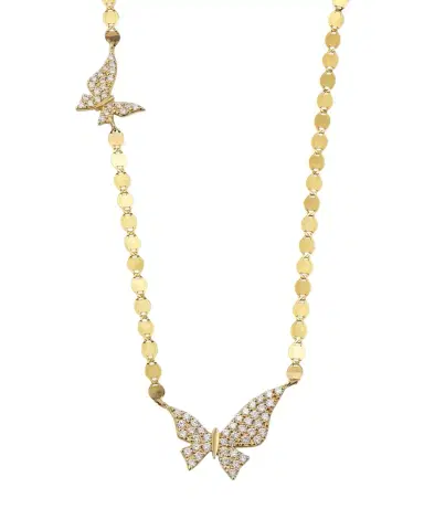 Lana 14K Yellow Gold Flawless Double Butterfly Necklace with Diamonds | Thumbnail 1