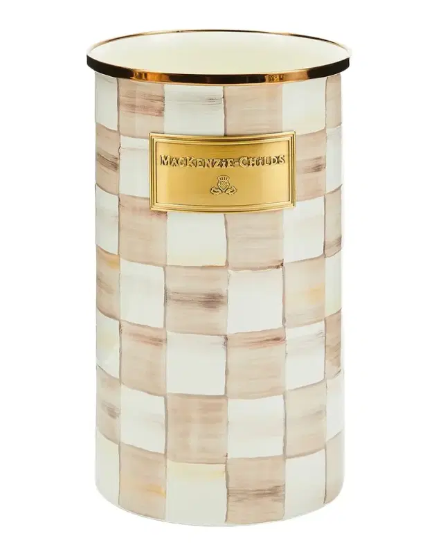 MacKenzie-Childs Mocha Check Utensil Holder