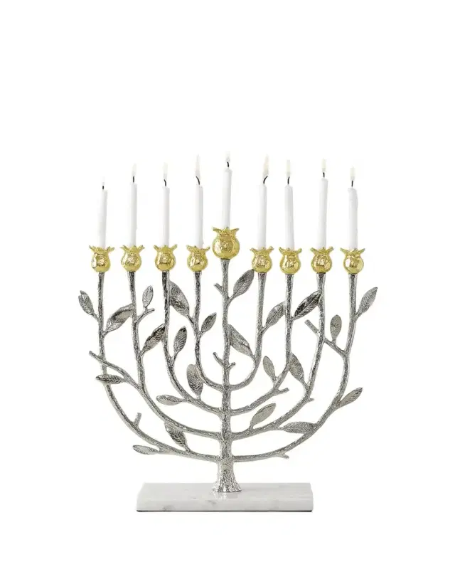 Michael Aram Pomegranate Silver and Gold Hanukkah Menorah with 24K Gold