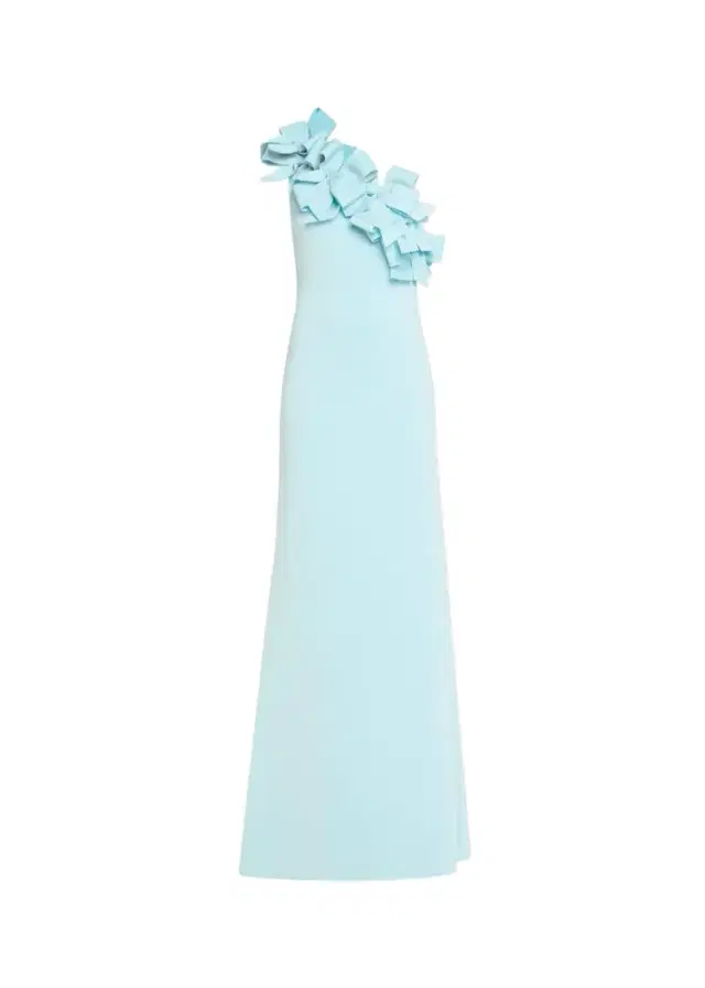 One-Shoulder Bow Ruffle Scuba Gown One-Shoulder Bow Ruffle Scuba Gown