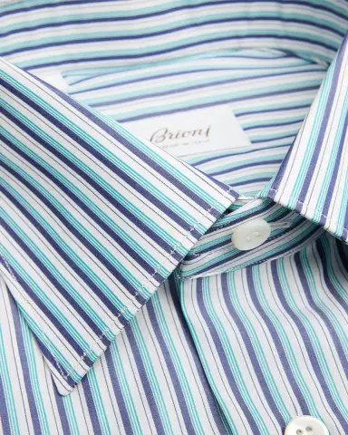 Brioni Men's Cotton Multi-Stripe Dress Shirt | Thumbnail 2