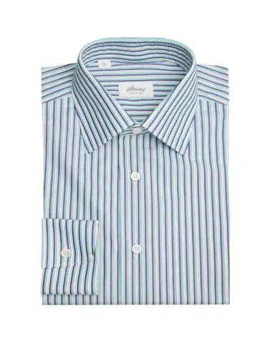 Brioni Men's Cotton Multi-Stripe Dress Shirt | Thumbnail 1