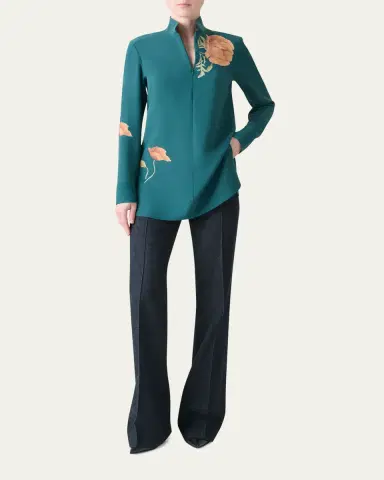 Akris Anemone Print Silk Crepe Tunic | Thumbnail 2 Akris Anemone Print Silk Crepe Tunic | Thumbnail 2