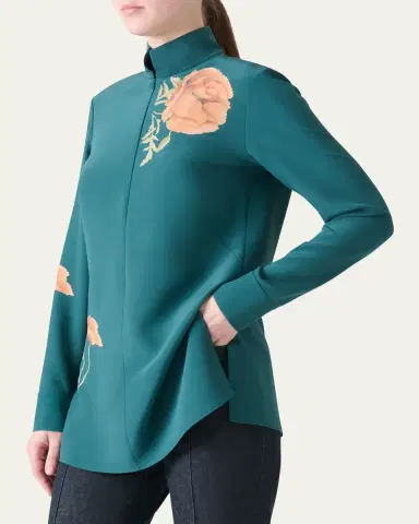 Akris Anemone Print Silk Crepe Tunic | Thumbnail 4 Akris Anemone Print Silk Crepe Tunic | Thumbnail 4