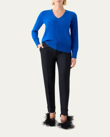 Akris V-Neck Pure Cashmere Knit Sweater | Thumbnail 2