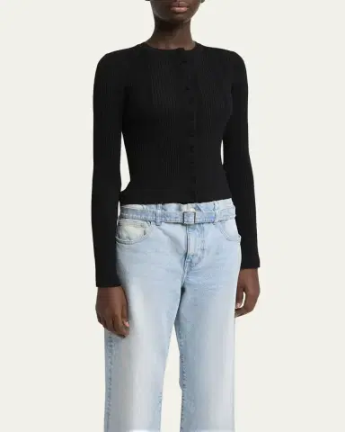 Proenza Schouler Currin Column Rib Button Down Top | Thumbnail 4
