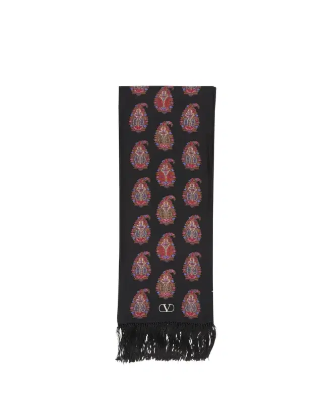 Valentino Garavani Paisley Twill Fringe Scarf