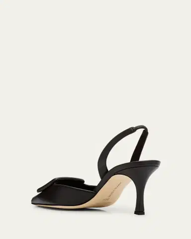 Manolo Blahnik Maysli Leather Buckle Halter Pumps | Thumbnail 14