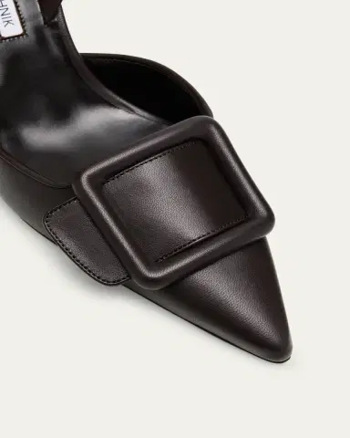 Manolo Blahnik Maysli Leather Buckle Halter Pumps | Thumbnail 15