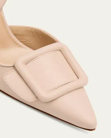 Manolo Blahnik Maysli Leather Buckle Halter Pumps | Thumbnail 19