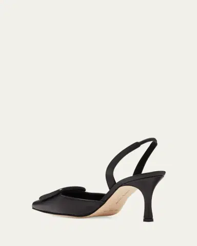 Manolo Blahnik Maysli Leather Buckle Halter Pumps | Thumbnail 4