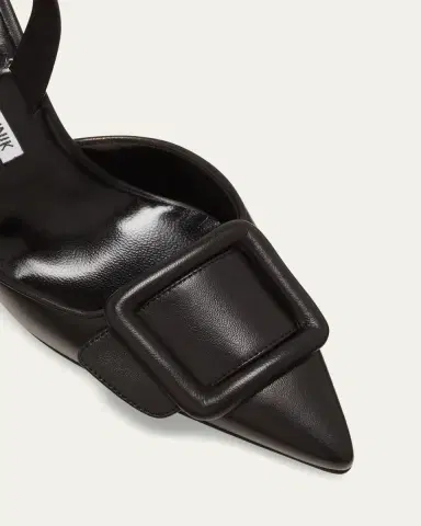 Manolo Blahnik Maysli Leather Buckle Halter Pumps | Thumbnail 5