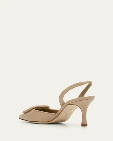 Manolo Blahnik Maysli Leather Buckle Halter Pumps | Thumbnail 10