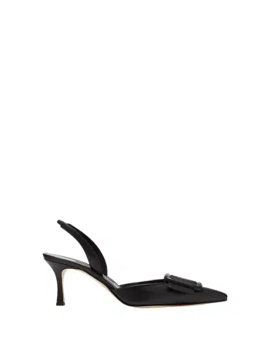 Manolo Blahnik Maysli Leather Buckle Halter Pumps | Thumbnail 1