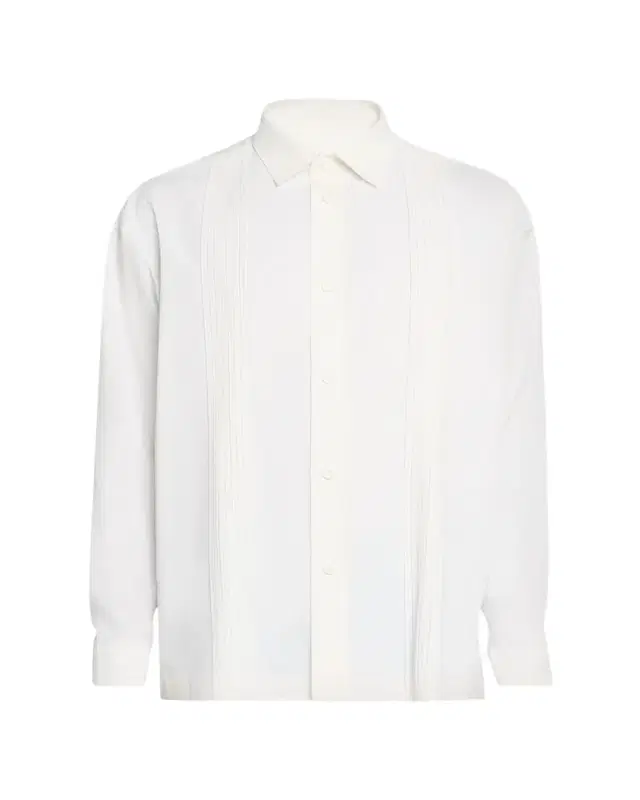 IM MEN Men's Polyester Pleated Stripe Sport Shirt