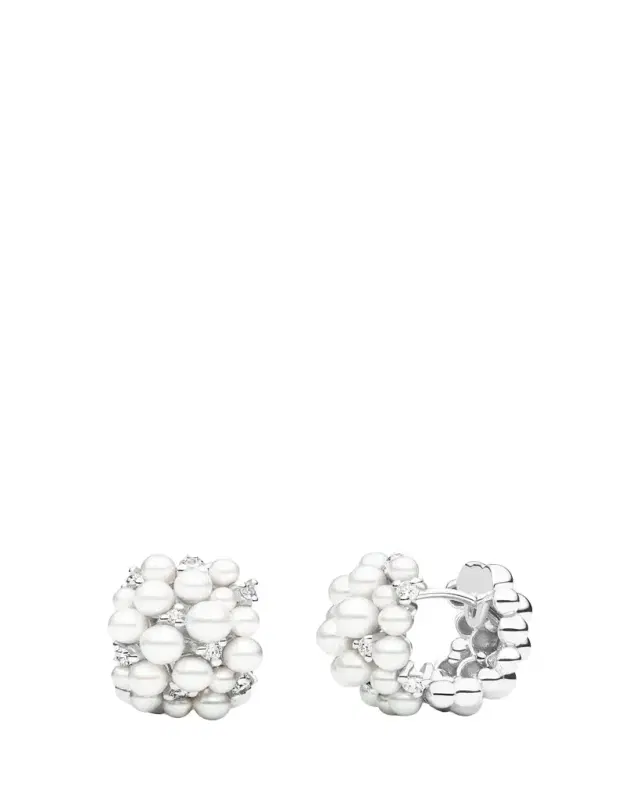 Paul Morelli Lagrange 18K White Gold Pearl & Diamond Hoop Earrings