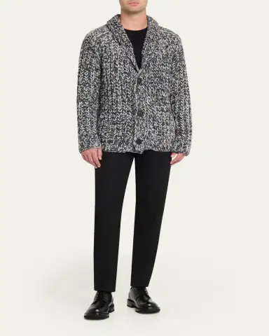 Iris Von Arnim Men's Basilius Cashmere-Silk Oversized Fit Cardigan | Thumbnail 2